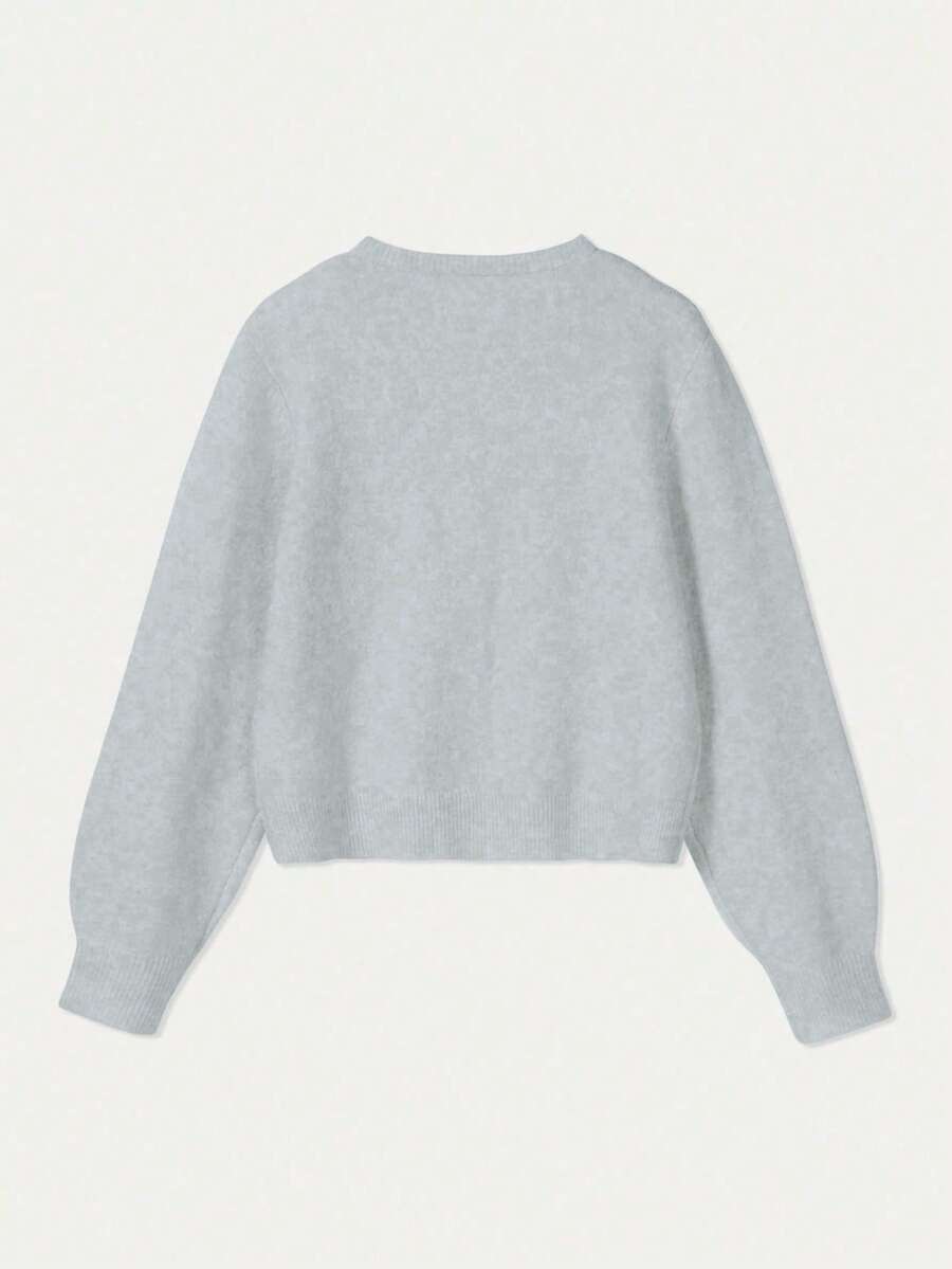 Damen Strickjacke Y2K Stil – Lässiger Rundhals Cardigan mit Knopfleiste für Alltag & Büro