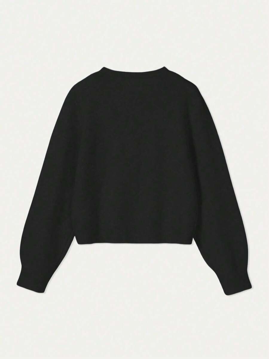Damen Strickjacke Y2K Stil – Lässiger Rundhals Cardigan mit Knopfleiste für Alltag & Büro