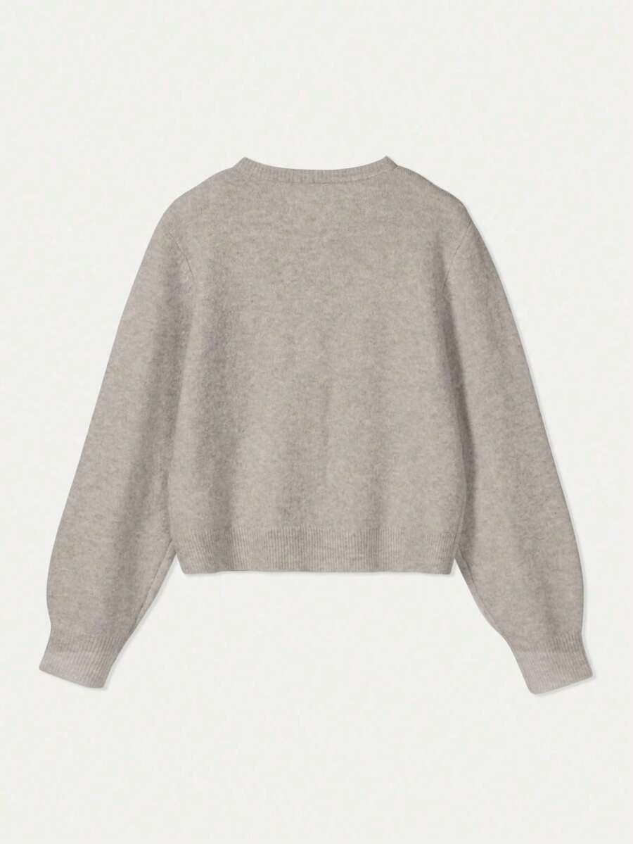 Damen Strickjacke Y2K Stil – Lässiger Rundhals Cardigan mit Knopfleiste für Alltag & Büro