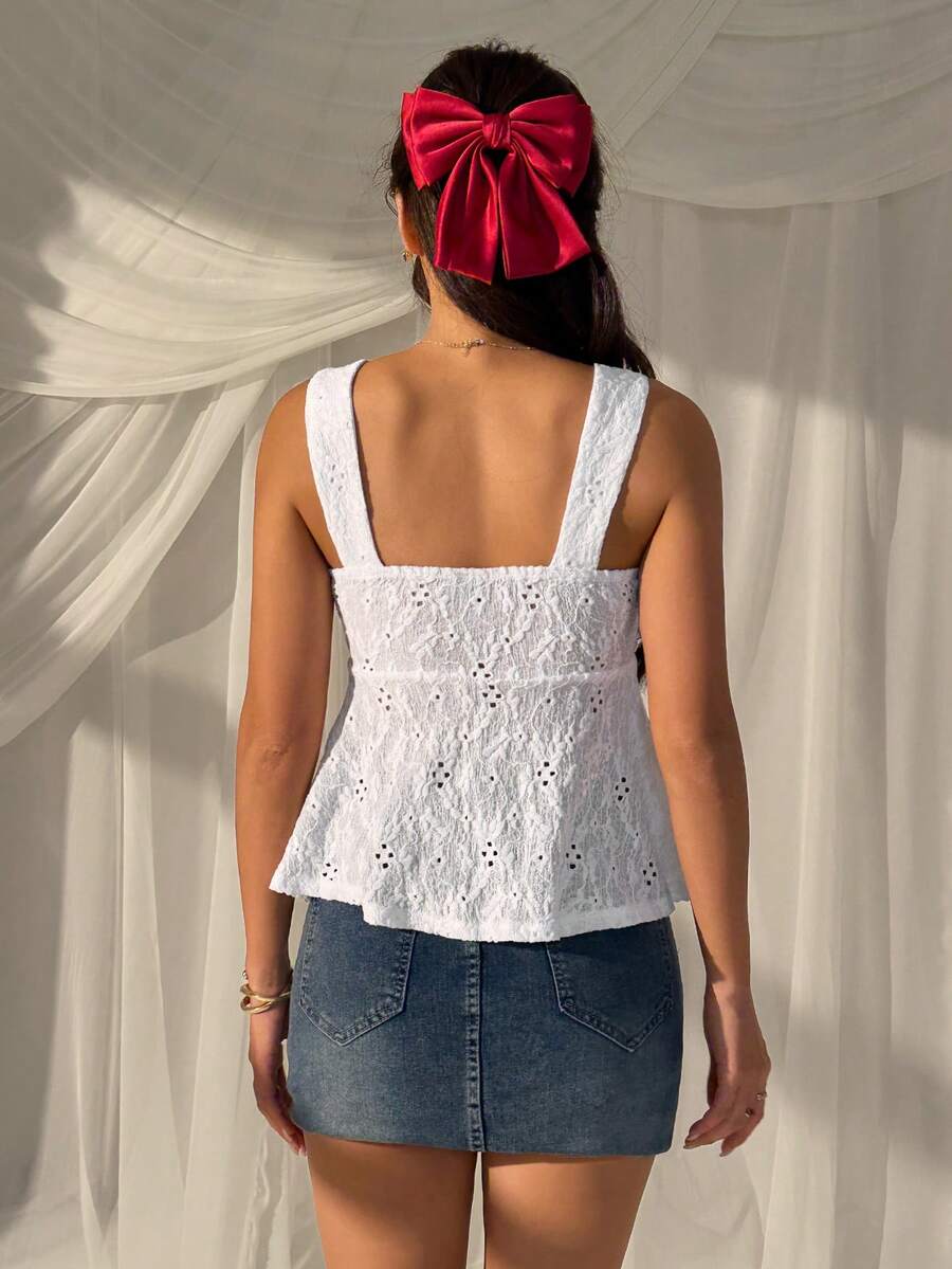 Damen Spitzen-Trägershirt Weiß – Lässiges Spitzenhemd für Alltag & Freizeit