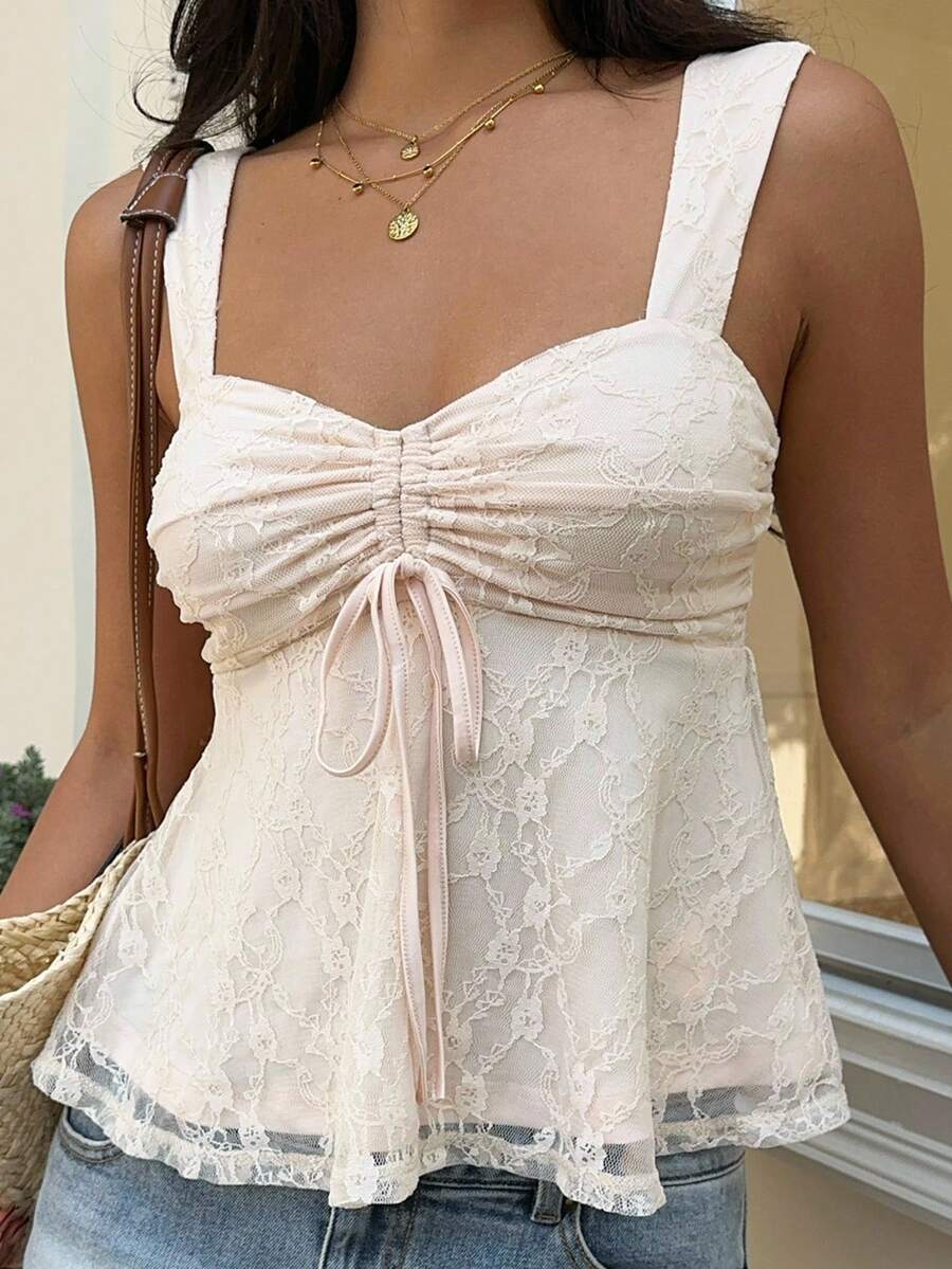 Damen Spitzen-Trägershirt Weiß – Lässiges Spitzenhemd für Alltag & Freizeit