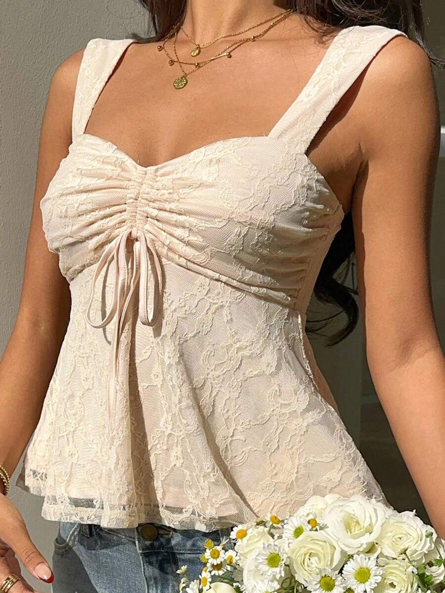 Damen Spitzen-Trägershirt Weiß – Lässiges Spitzenhemd für Alltag & Freizeit