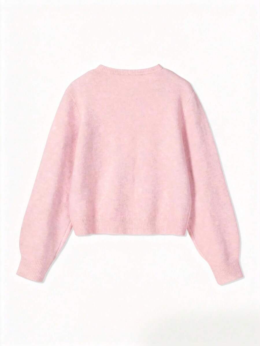 Damen Strickjacke Y2K Stil – Lässiger Rundhals Cardigan mit Knopfleiste für Alltag & Büro