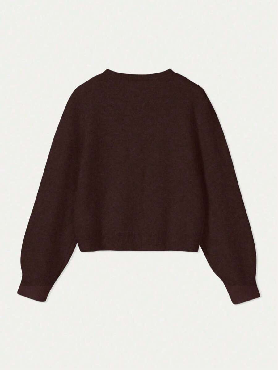 Damen Strickjacke Y2K Stil – Lässiger Rundhals Cardigan mit Knopfleiste für Alltag & Büro
