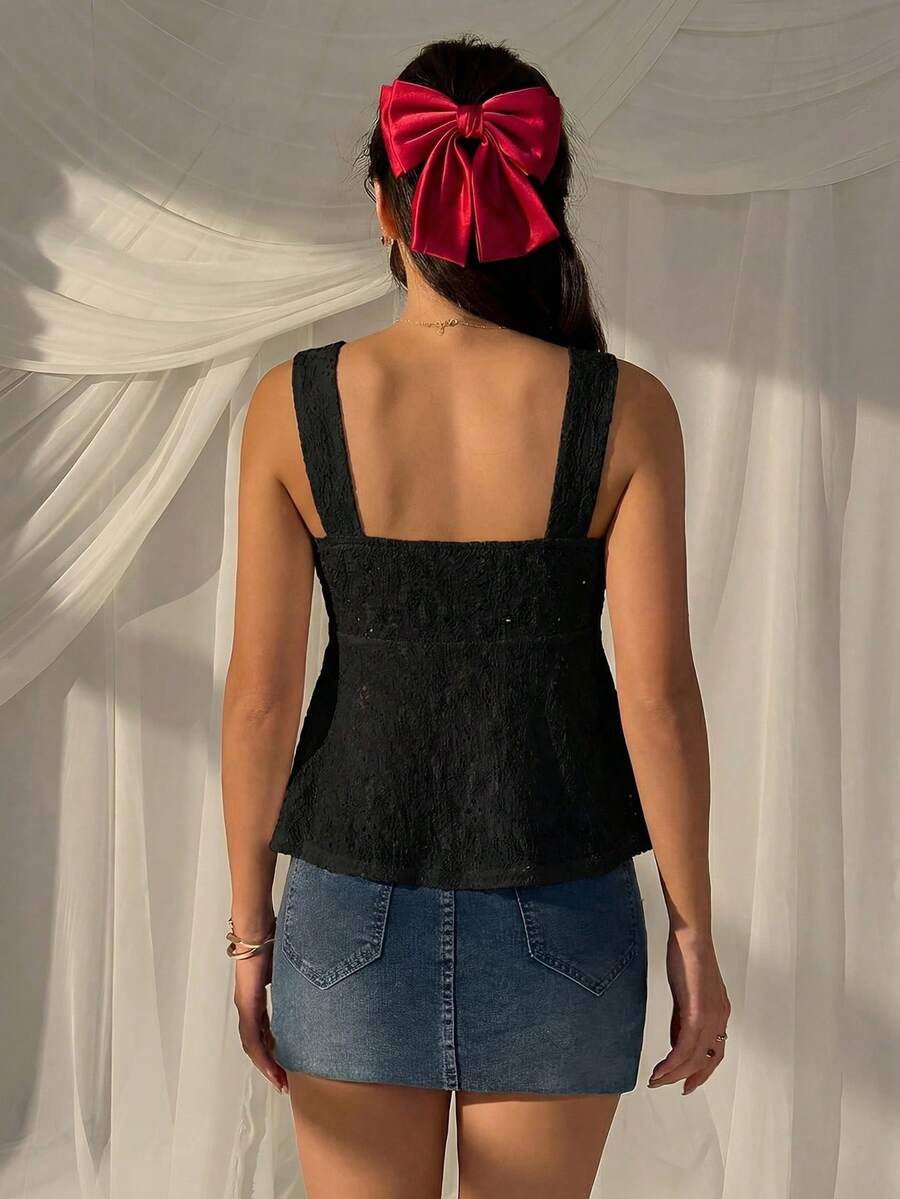 Damen Spitzen-Trägershirt Weiß – Lässiges Spitzenhemd für Alltag & Freizeit