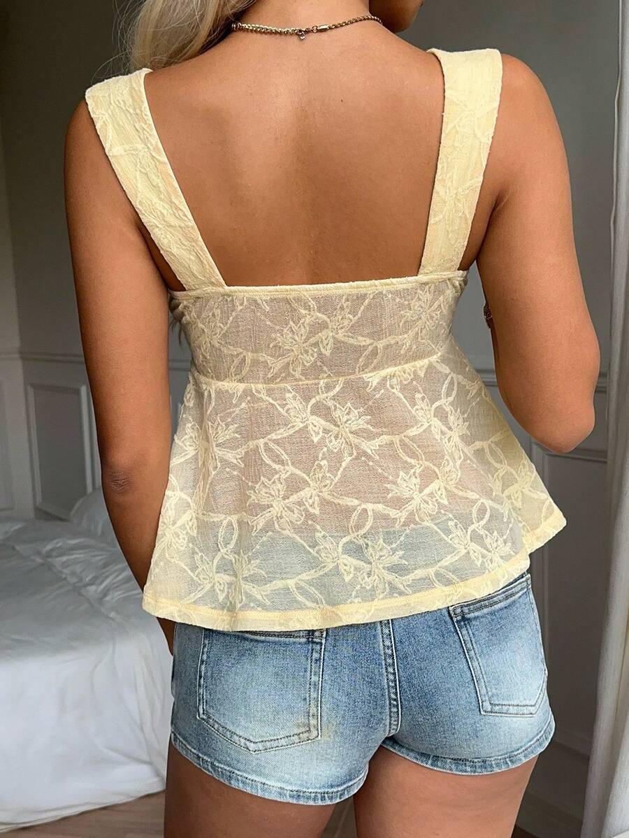 Damen Spitzen-Trägershirt Weiß – Lässiges Spitzenhemd für Alltag & Freizeit
