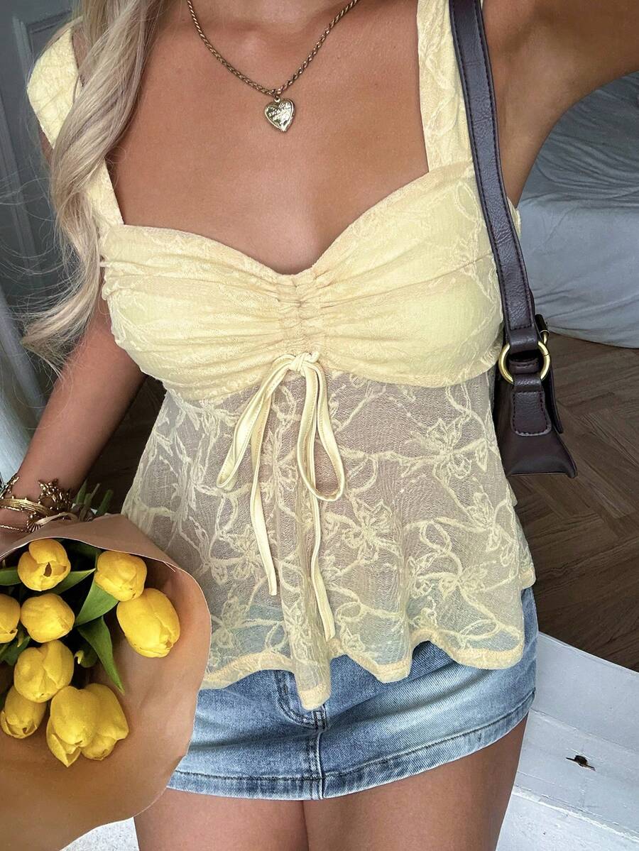 Damen Spitzen-Trägershirt Weiß – Lässiges Spitzenhemd für Alltag & Freizeit