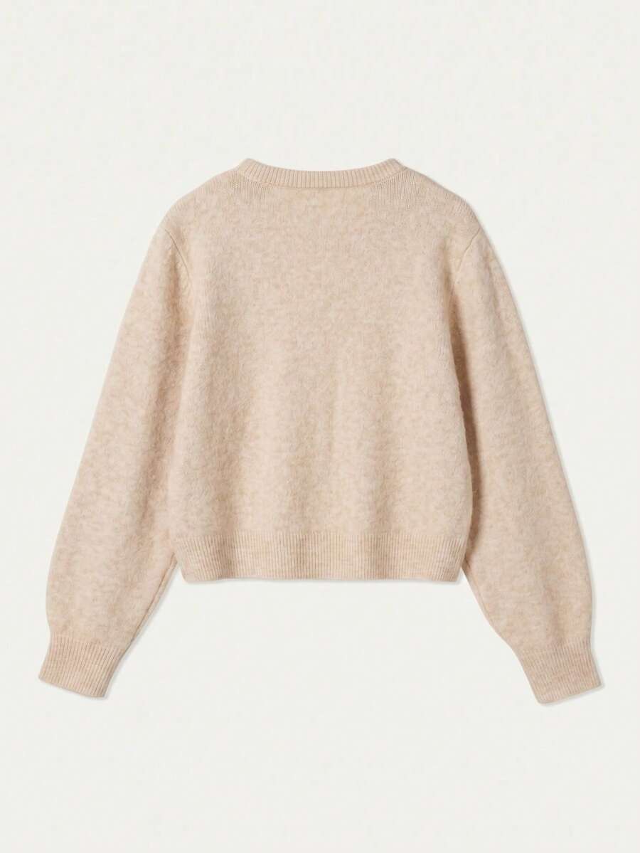 Damen Strickjacke Y2K Stil – Lässiger Rundhals Cardigan mit Knopfleiste für Alltag & Büro