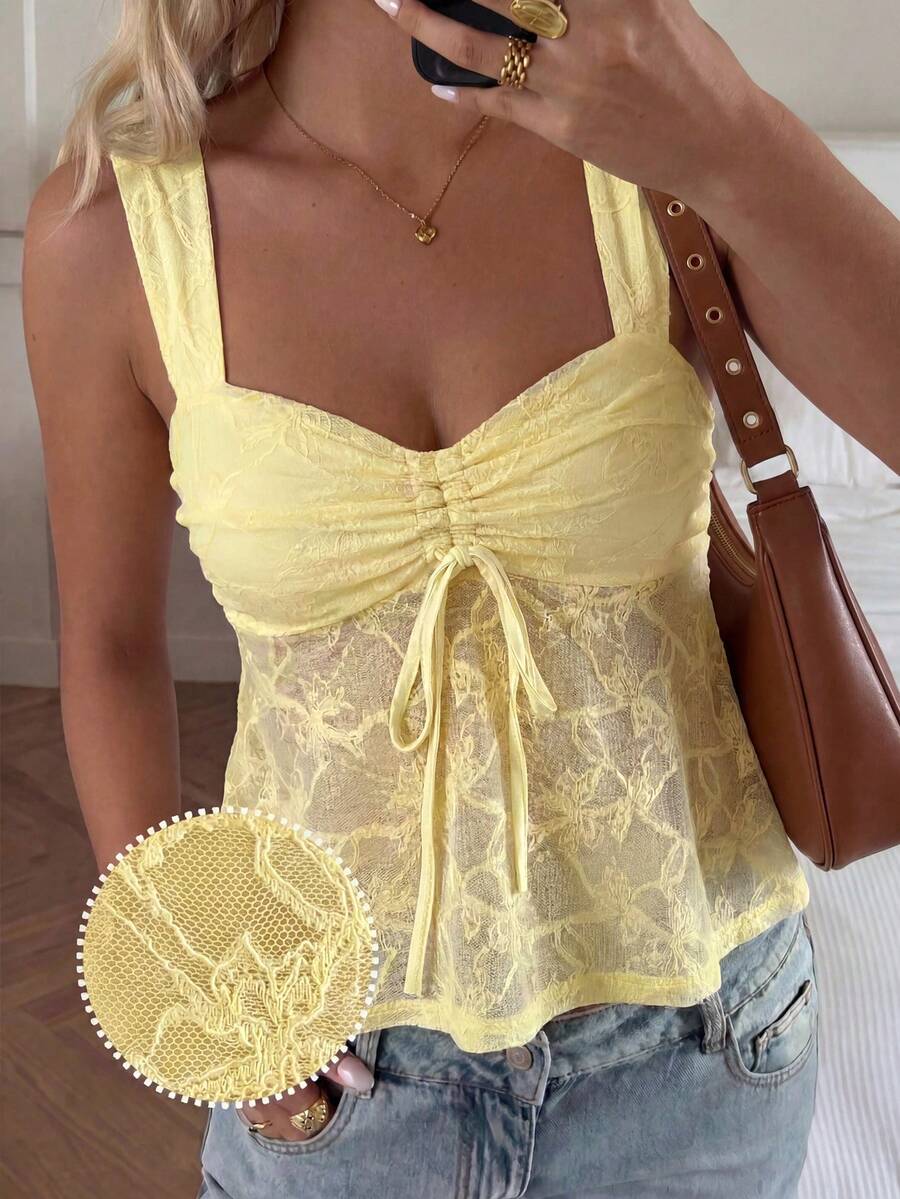 Damen Spitzen-Trägershirt Weiß – Lässiges Spitzenhemd für Alltag & Freizeit