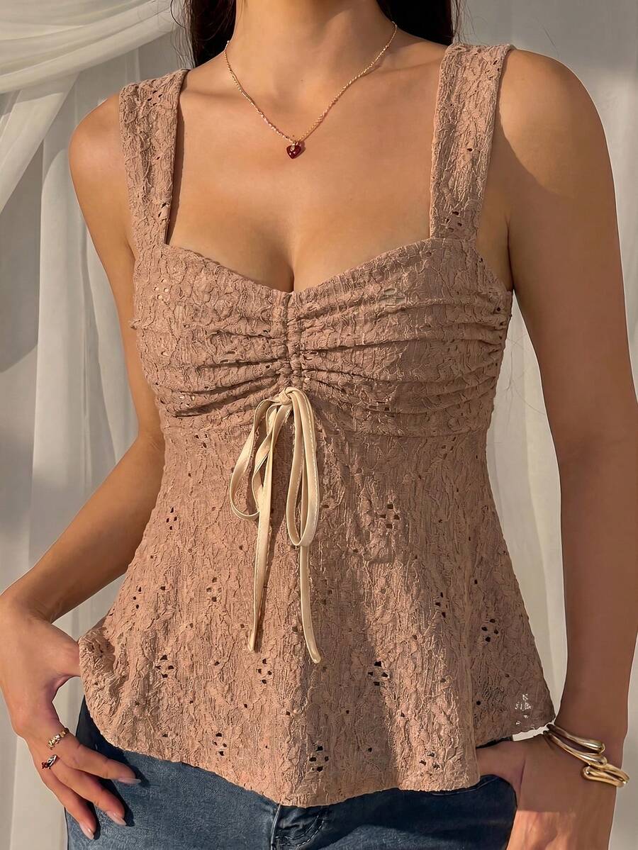 Damen Spitzen-Trägershirt Weiß – Lässiges Spitzenhemd für Alltag & Freizeit