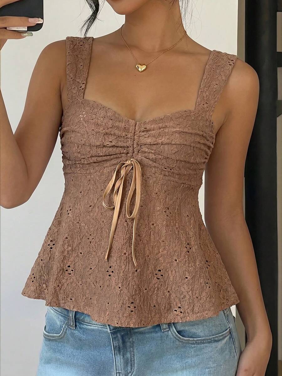 Damen Spitzen-Trägershirt Weiß – Lässiges Spitzenhemd für Alltag & Freizeit