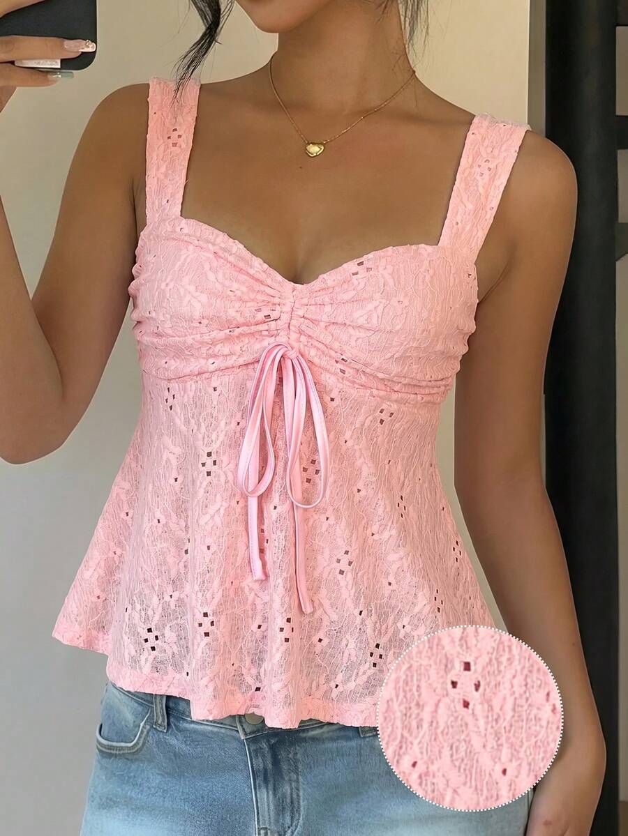 Damen Spitzen-Trägershirt Weiß – Lässiges Spitzenhemd für Alltag & Freizeit