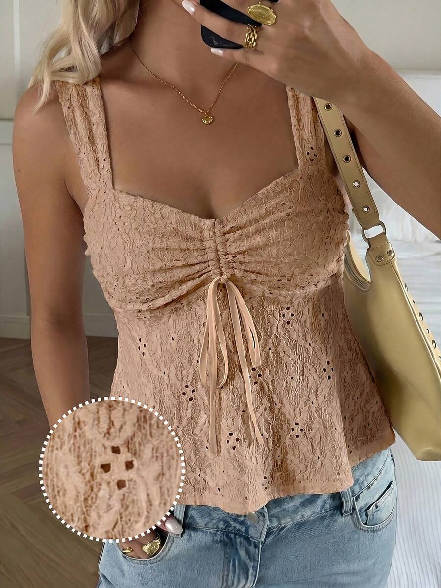 Damen Spitzen-Trägershirt Weiß – Lässiges Spitzenhemd für Alltag & Freizeit