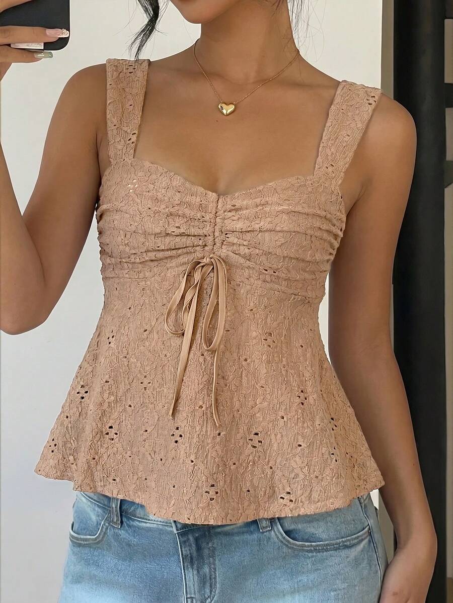 Damen Spitzen-Trägershirt Weiß – Lässiges Spitzenhemd für Alltag & Freizeit