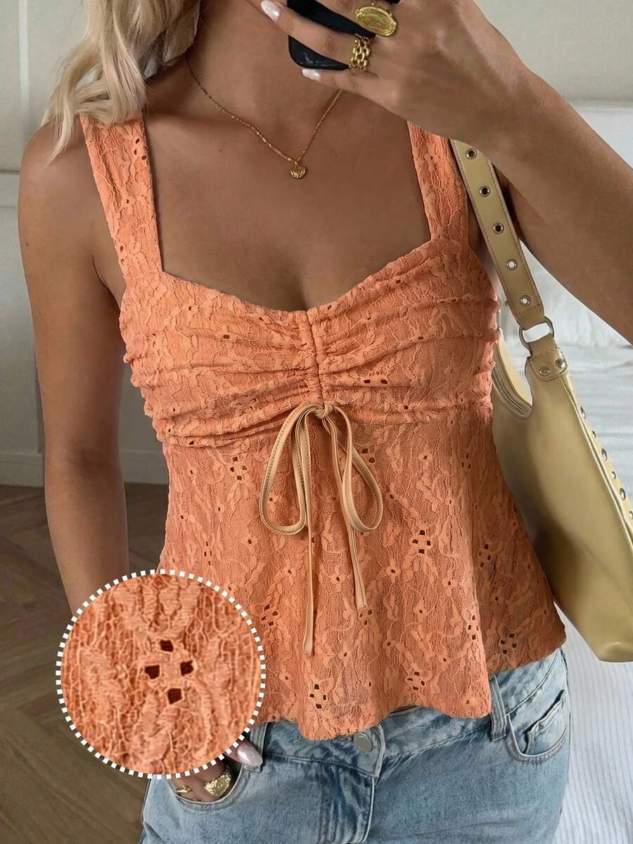 Damen Spitzen-Trägershirt Weiß – Lässiges Spitzenhemd für Alltag & Freizeit