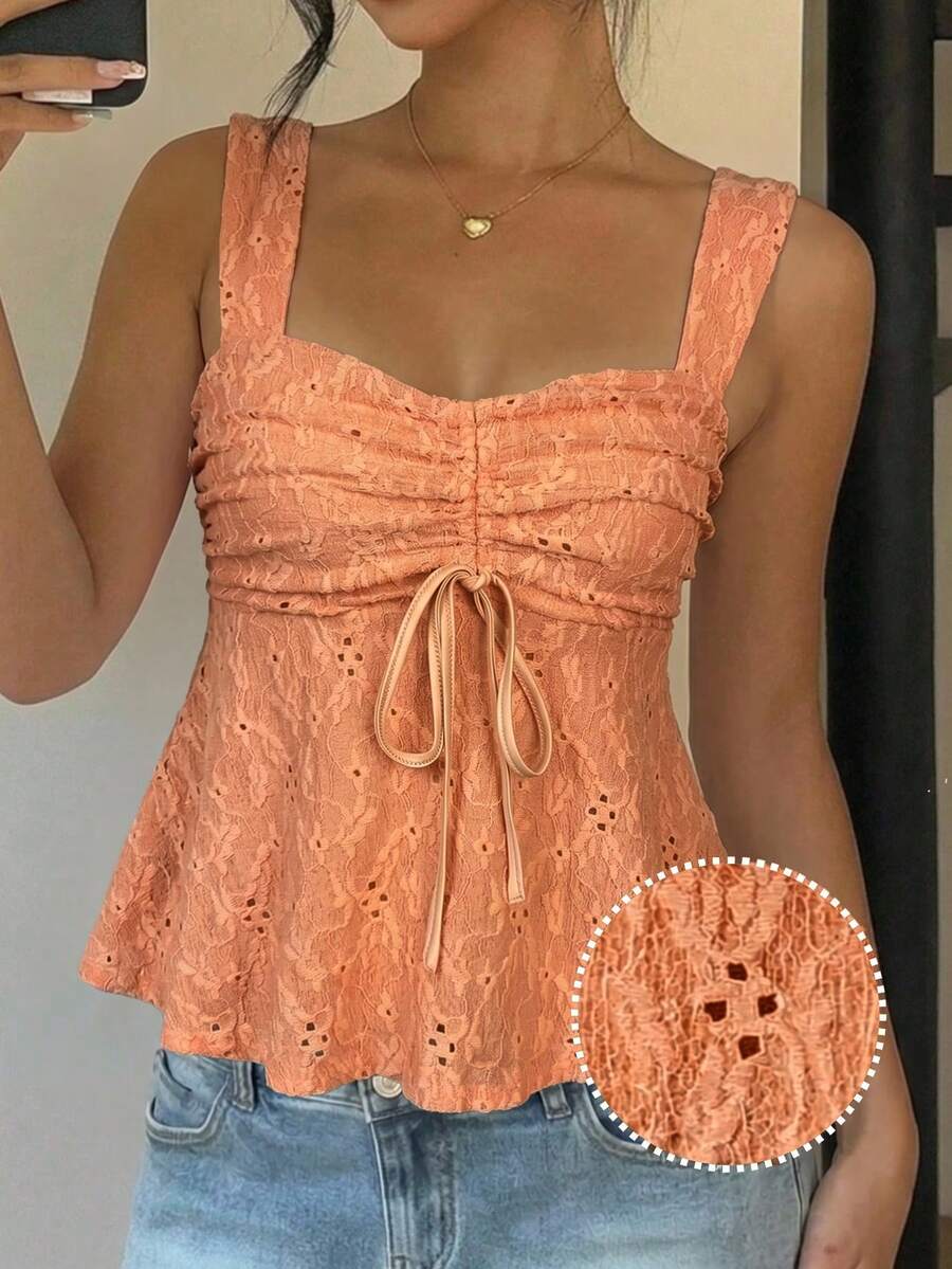 Damen Spitzen-Trägershirt Weiß – Lässiges Spitzenhemd für Alltag & Freizeit