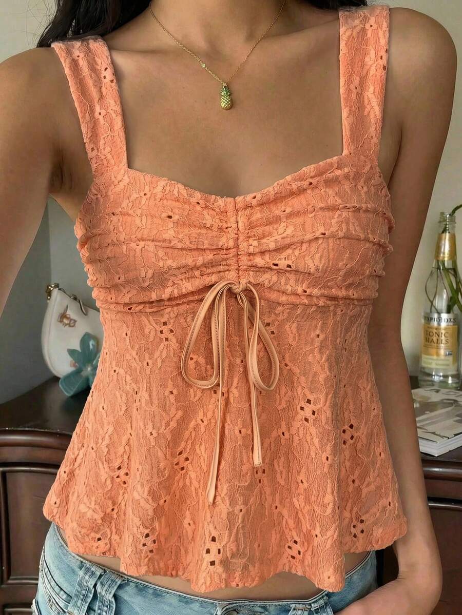 Damen Spitzen-Trägershirt Weiß – Lässiges Spitzenhemd für Alltag & Freizeit