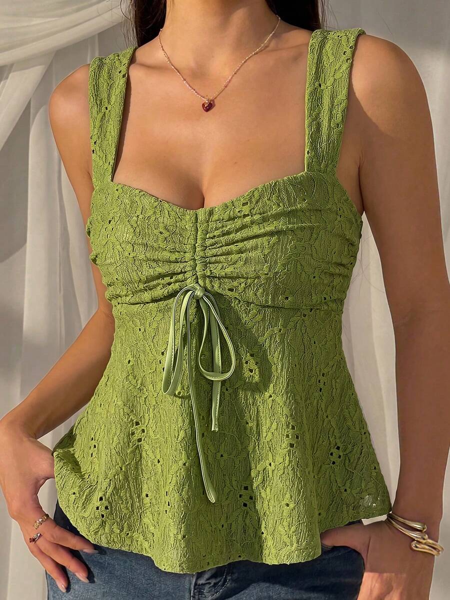 Damen Spitzen-Trägershirt Weiß – Lässiges Spitzenhemd für Alltag & Freizeit