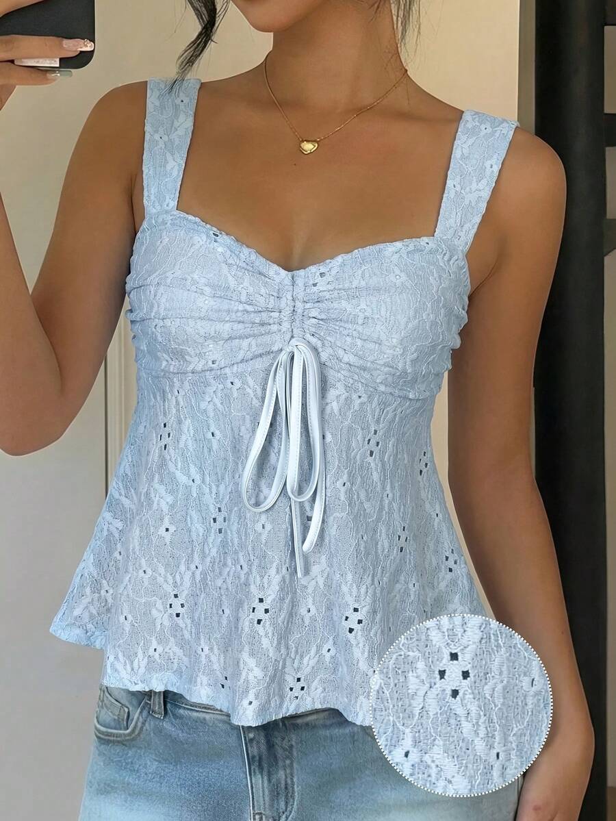 Damen Spitzen-Trägershirt Weiß – Lässiges Spitzenhemd für Alltag & Freizeit