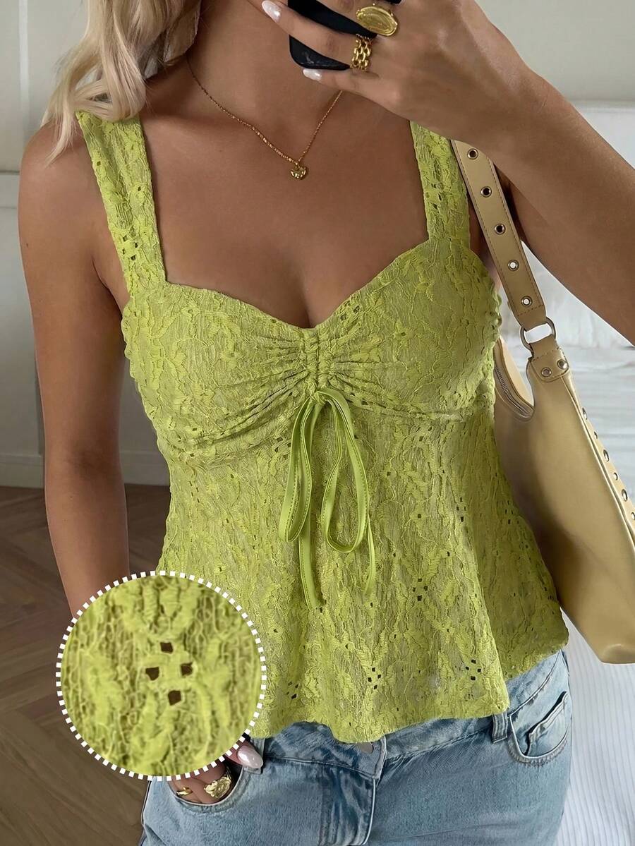 Damen Spitzen-Trägershirt Weiß – Lässiges Spitzenhemd für Alltag & Freizeit