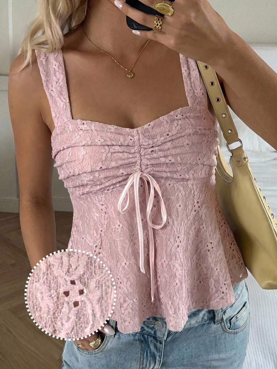Damen Spitzen-Trägershirt Weiß – Lässiges Spitzenhemd für Alltag & Freizeit
