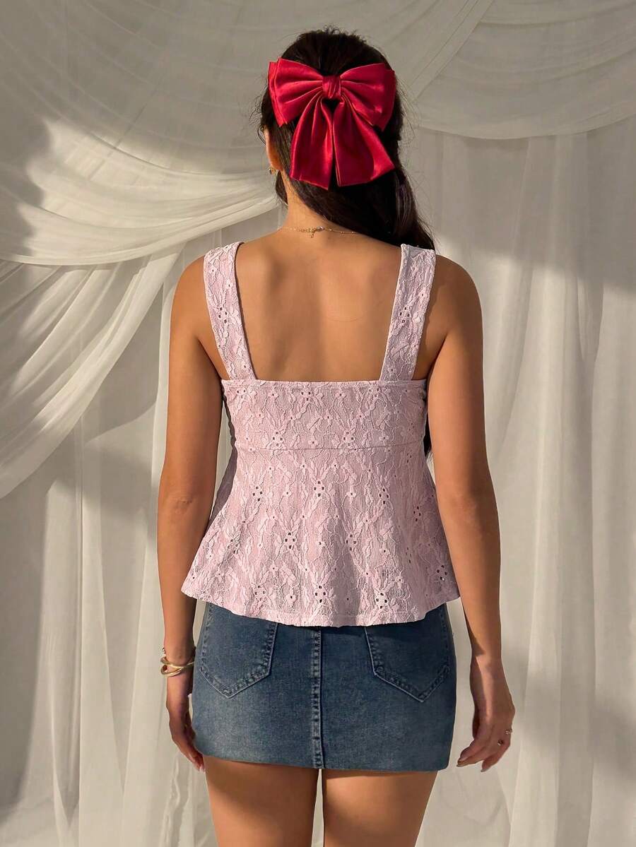 Damen Spitzen-Trägershirt Weiß – Lässiges Spitzenhemd für Alltag & Freizeit