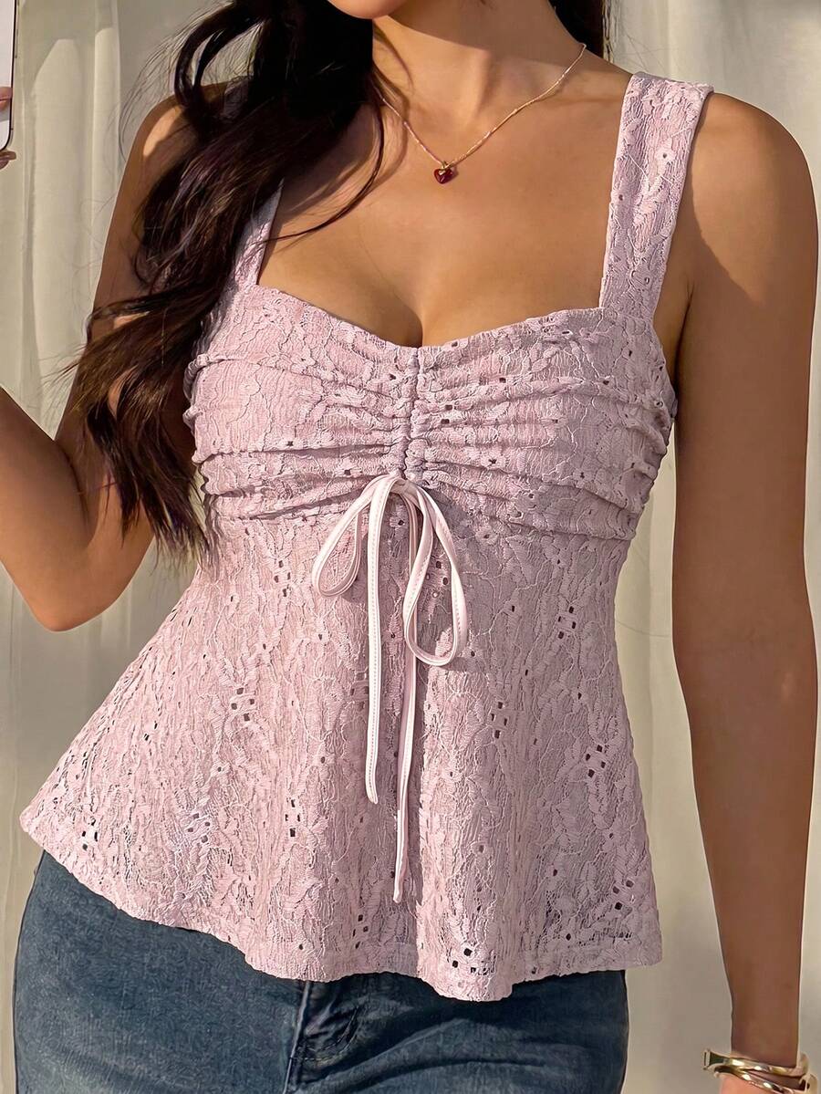Damen Spitzen-Trägershirt Weiß – Lässiges Spitzenhemd für Alltag & Freizeit
