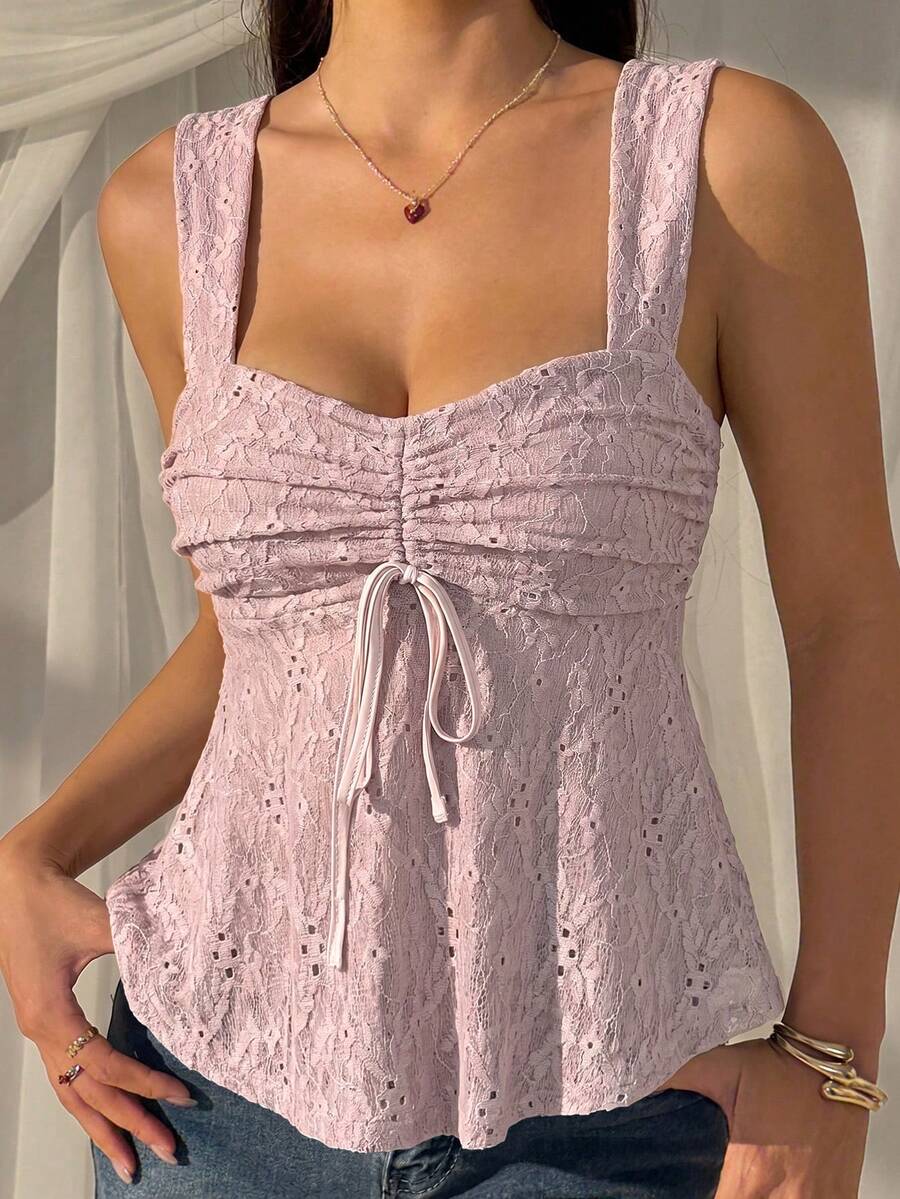 Damen Spitzen-Trägershirt Weiß – Lässiges Spitzenhemd für Alltag & Freizeit
