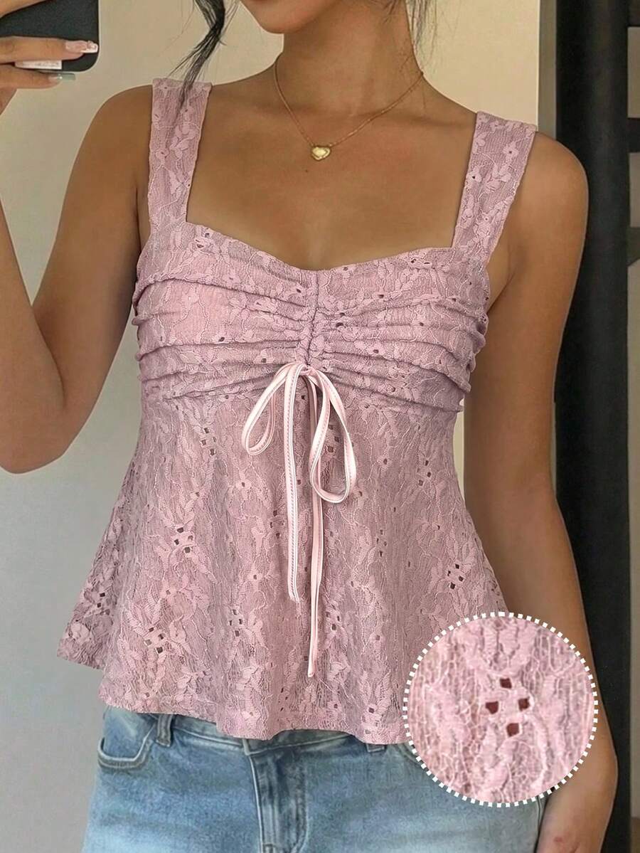 Damen Spitzen-Trägershirt Weiß – Lässiges Spitzenhemd für Alltag & Freizeit