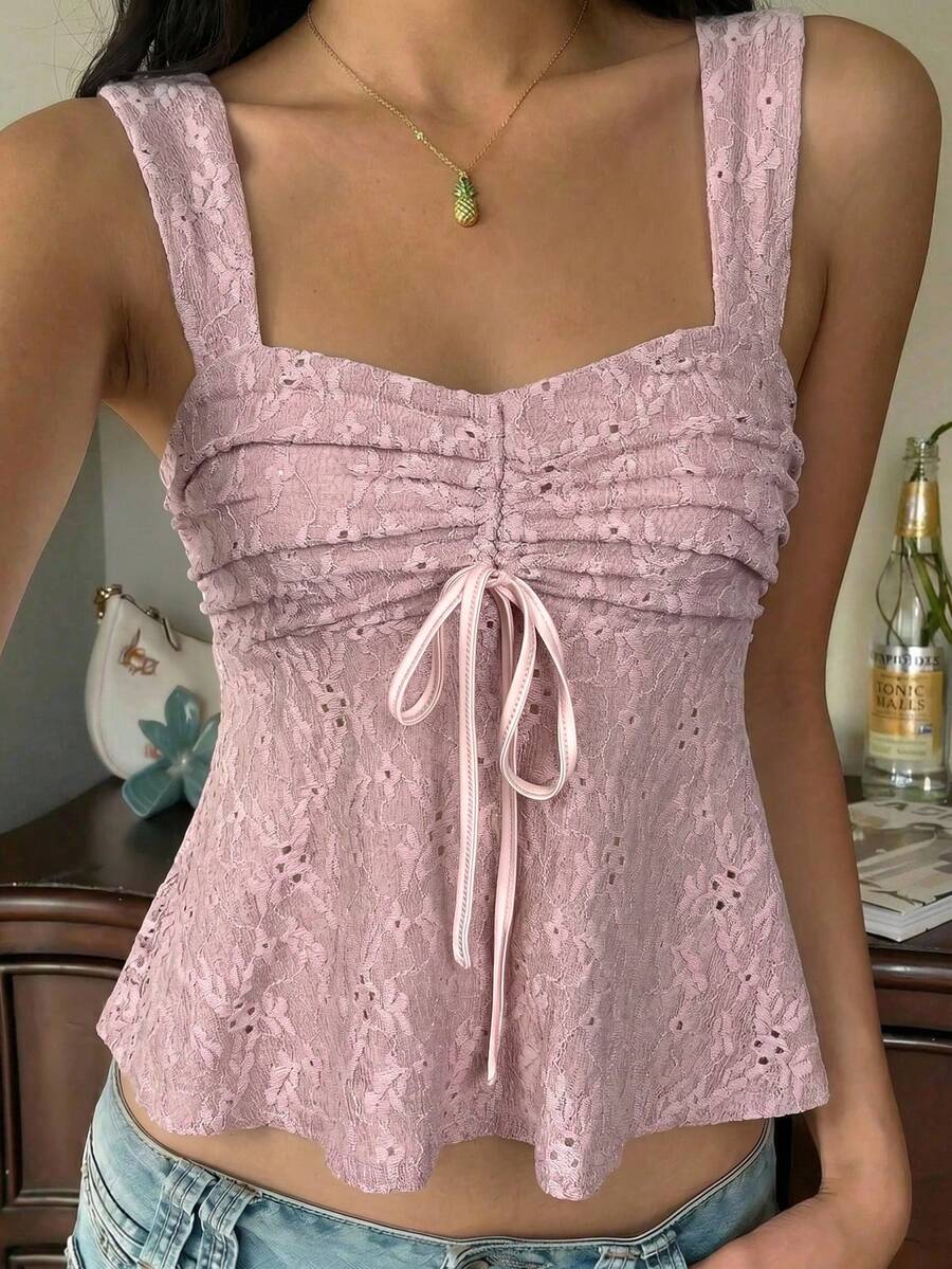 Damen Spitzen-Trägershirt Weiß – Lässiges Spitzenhemd für Alltag & Freizeit