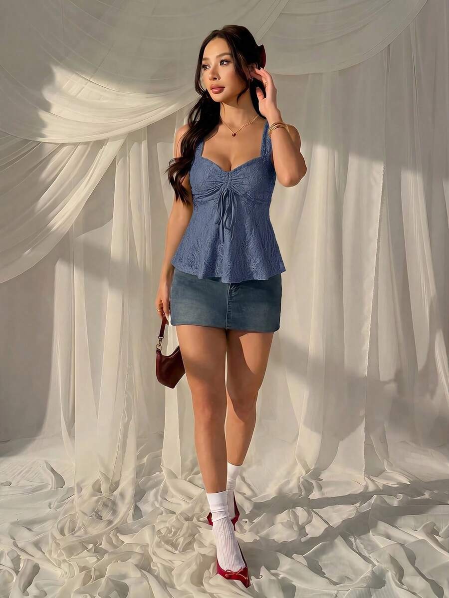 Damen Spitzen-Trägershirt Weiß – Lässiges Spitzenhemd für Alltag & Freizeit
