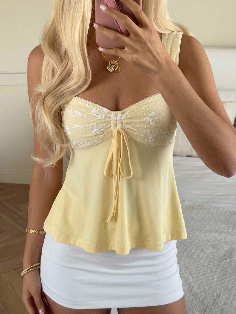 Damen Spitzen-Trägershirt Weiß – Lässiges Spitzenhemd für Alltag & Freizeit