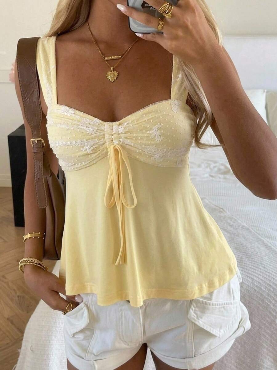 Damen Spitzen-Trägershirt Weiß – Lässiges Spitzenhemd für Alltag & Freizeit