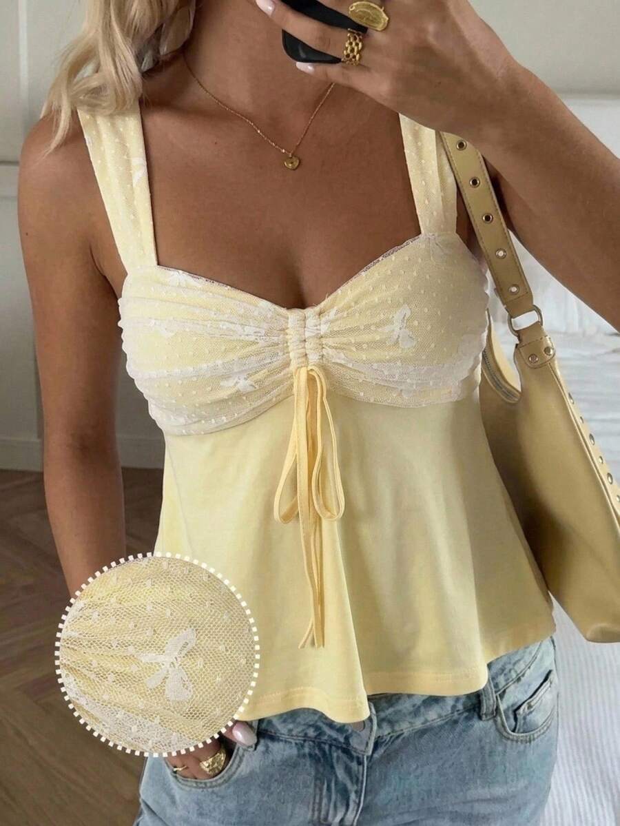 Damen Spitzen-Trägershirt Weiß – Lässiges Spitzenhemd für Alltag & Freizeit