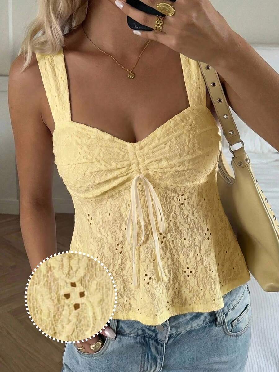 Damen Spitzen-Trägershirt Weiß – Lässiges Spitzenhemd für Alltag & Freizeit