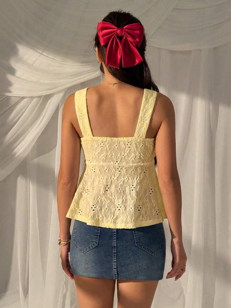 Damen Spitzen-Trägershirt Weiß – Lässiges Spitzenhemd für Alltag & Freizeit