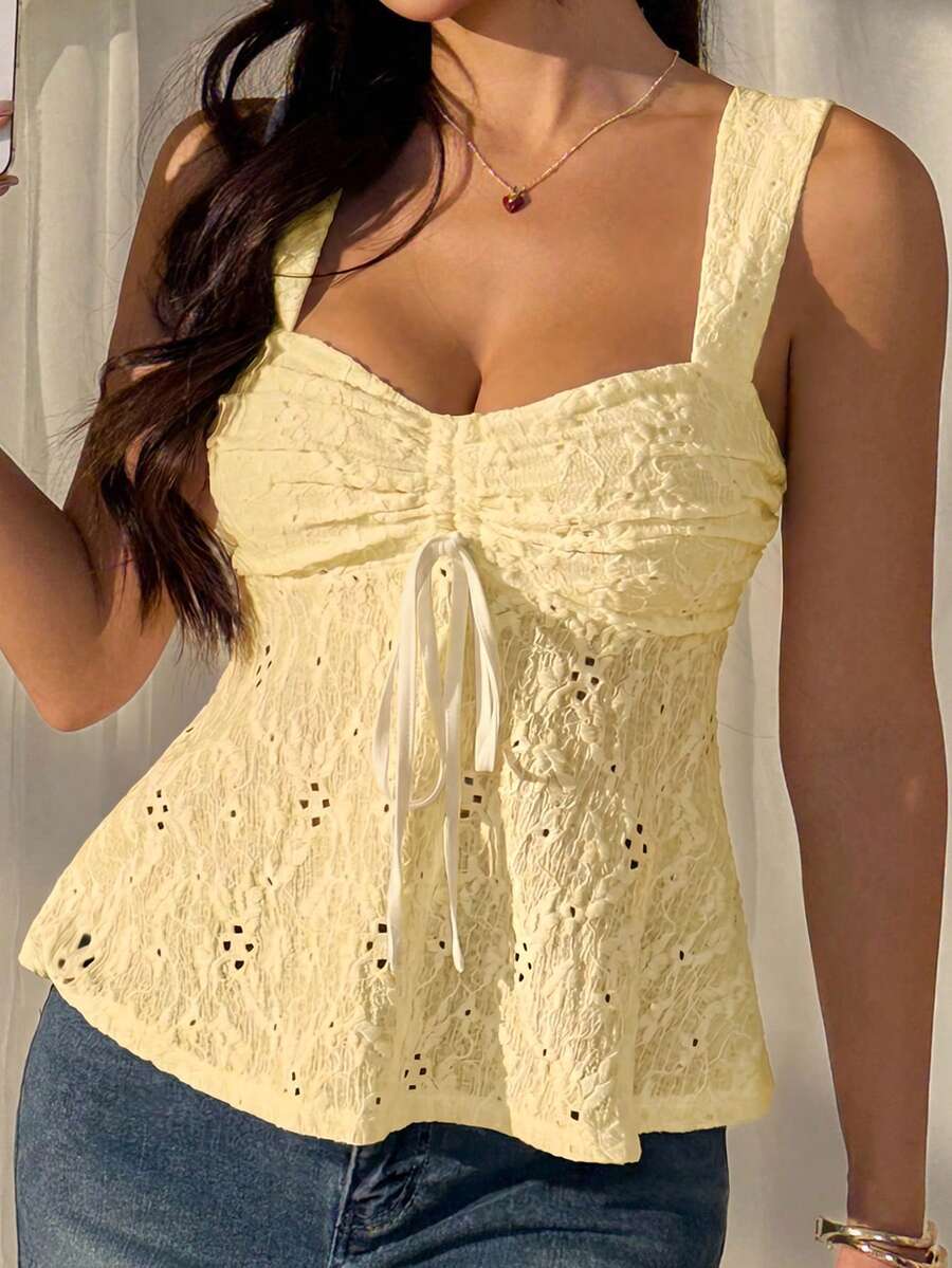 Damen Spitzen-Trägershirt Weiß – Lässiges Spitzenhemd für Alltag & Freizeit