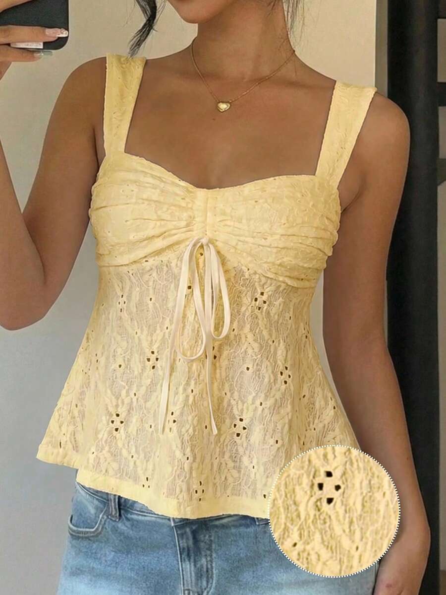 Damen Spitzen-Trägershirt Weiß – Lässiges Spitzenhemd für Alltag & Freizeit