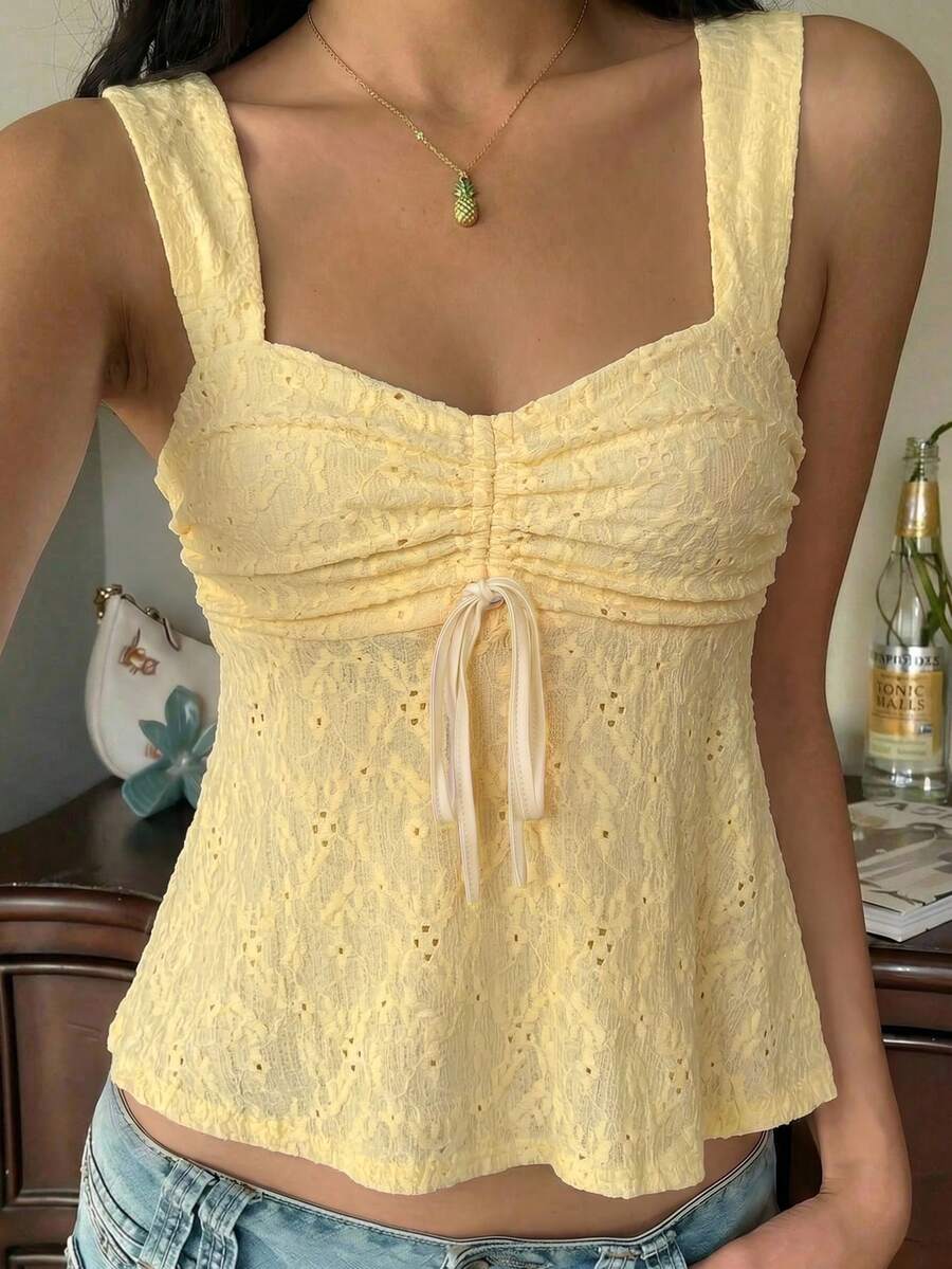 Damen Spitzen-Trägershirt Weiß – Lässiges Spitzenhemd für Alltag & Freizeit