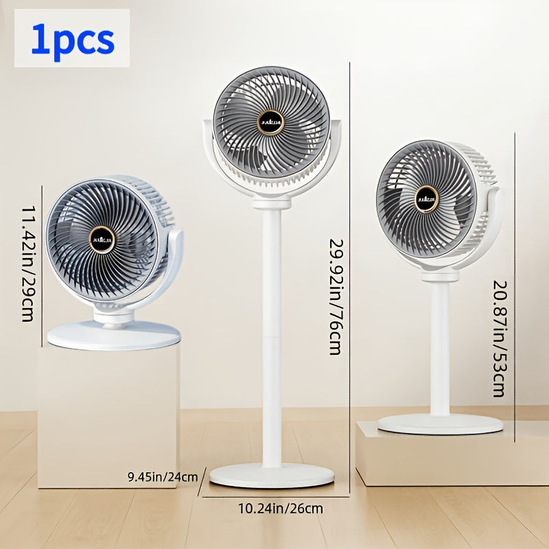 3-in-1 Bodenventilator – Höhenverstellbar, 5 Geschwindigkeitsstufen, USB-C Laden, 2400mAh Akku – Ideal für Ihr Zuhause