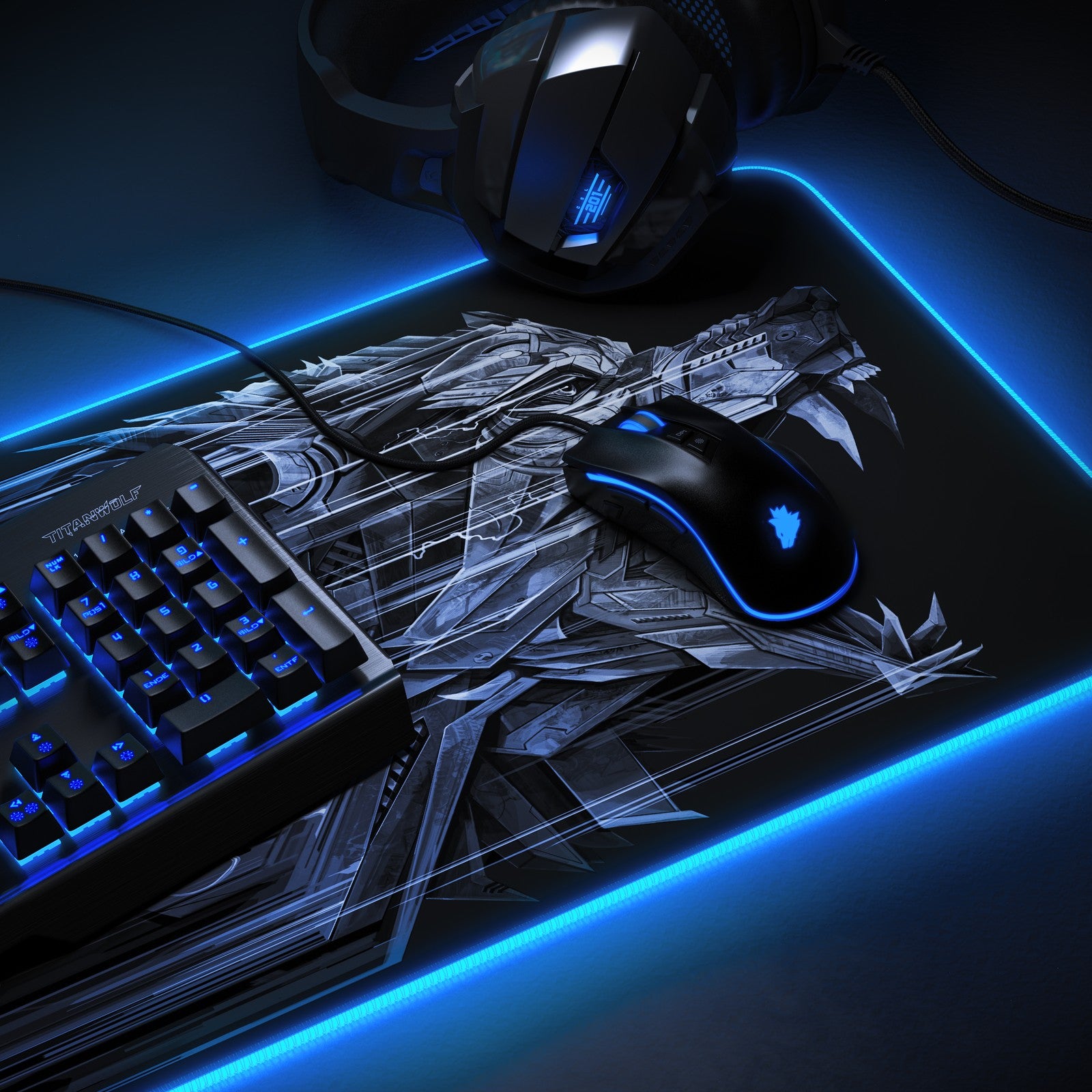 Titanwolf Lightning RGB Gaming Mauspad 800 X 300 X 4Mm Xl-Formal LED Multi Color