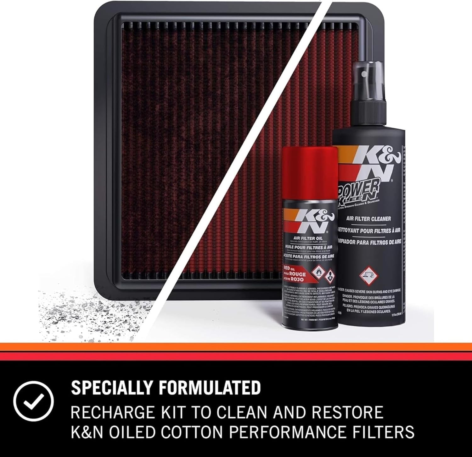 K&N Filter Reinigungskit I Öl & Reiniger I Für Optimale Reinigung Aller Luftfilter, 99-5003 EU, Schwarz
