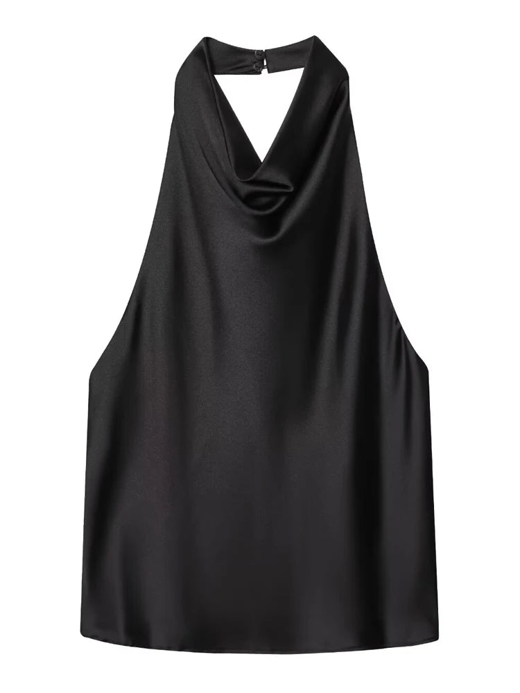 HXAO Satin Top mit Rückenausschnitt für Damen
