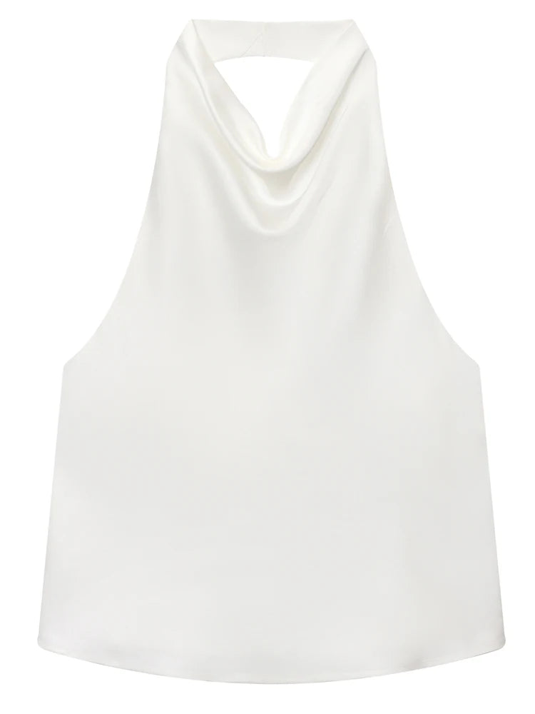 HXAO Satin Top mit Rückenausschnitt für Damen