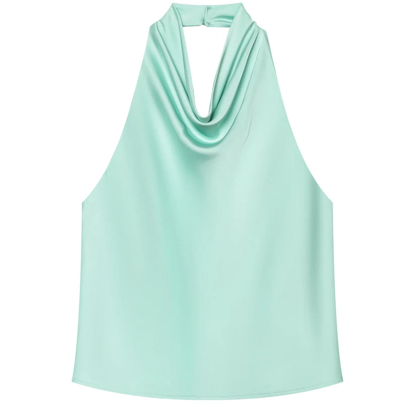 HXAO Satin Top mit Rückenausschnitt für Damen