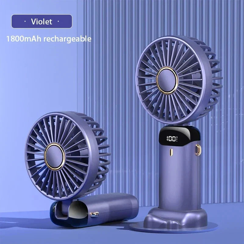 Tragbarer Mini-Handventilator – Faltbar, 5 Geschwindigkeiten, USB Wiederaufladbar