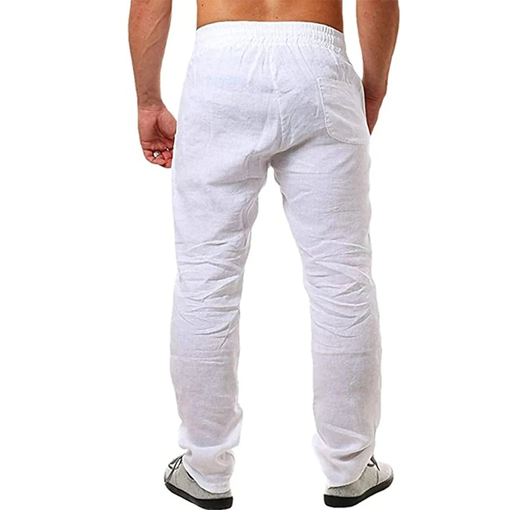 Männer Baumwolle Leinen Hosen Männlichen Herbst Neue Atmungsaktive Einfarbig Leinen Hosen Fitness Streetwear S-3XL