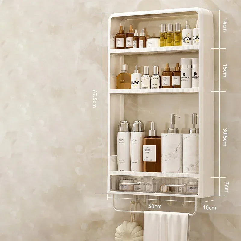 Badezimmer-Aufbewahrungsregal, Badezimmer-Waschtisch, nicht perforiert, zur Wandmontage, Aufbewahrungsregal für Hautpflegeprodukte, Badezimmer-Organizer