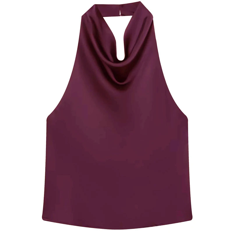 HXAO Satin Top mit Rückenausschnitt für Damen