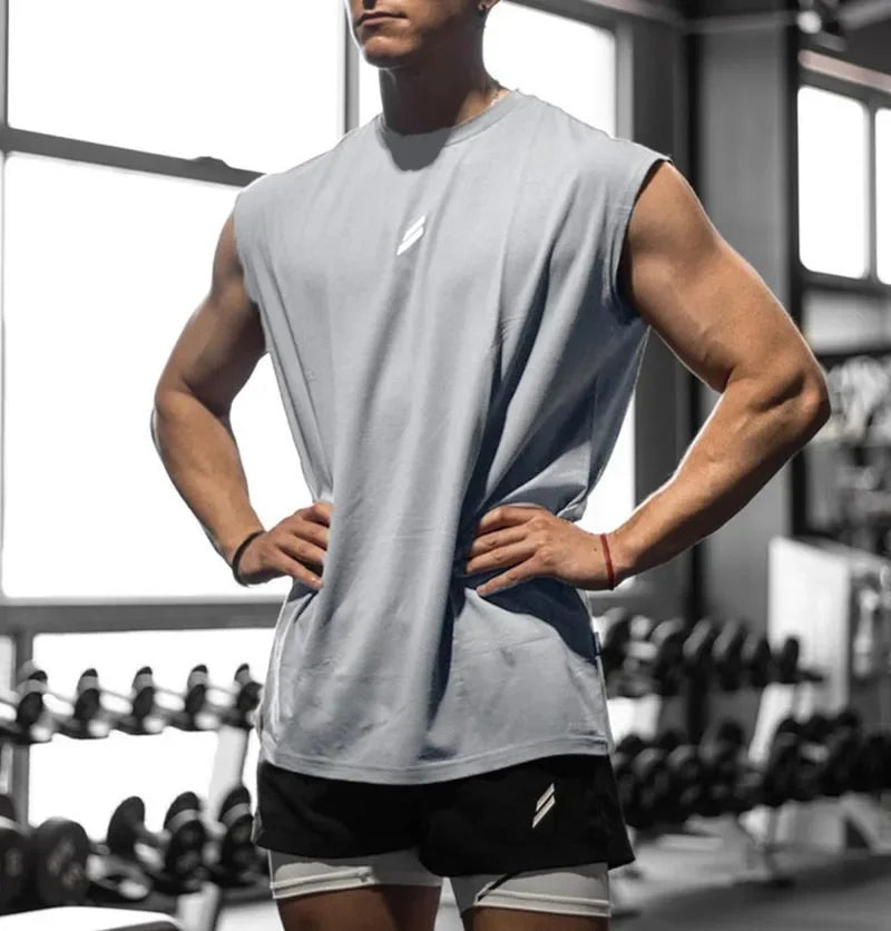 Ärmelloses T-shirt Männer Schnell trocknend Fitness Bodybuilding Shirt Männlichen Mode Basketball Weste Mesh Atmungsaktive Sommer Gym Tank Männer